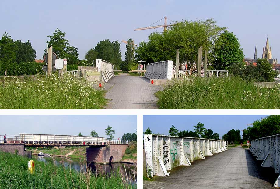 collage spoorwegbrug over het kanaal Nieuwpoort-Huinkerke